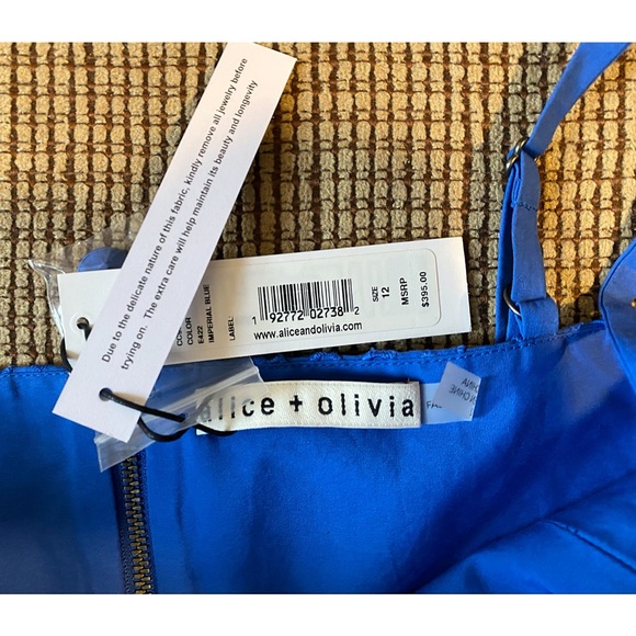 Alice + Olivia Nella Embroidered Blue Eyelet Flared Mini Dress - Picture 11 of 15